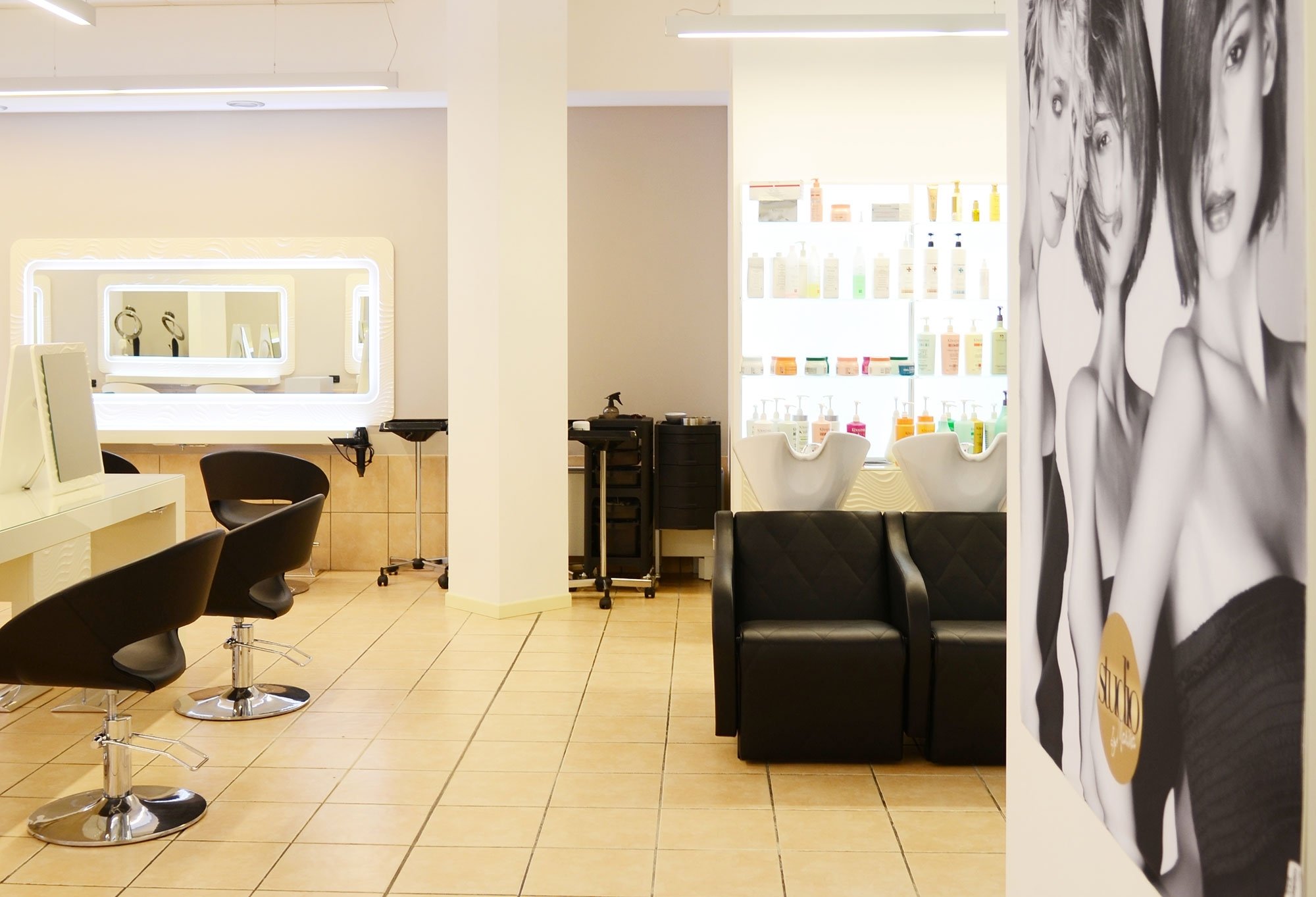 паримахерская мойка CAMALEONTE SWING FIX в интерьере