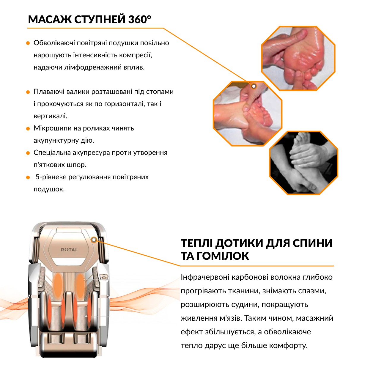 масаж ніг і стоп у масажному кріслі Робостік Robostic