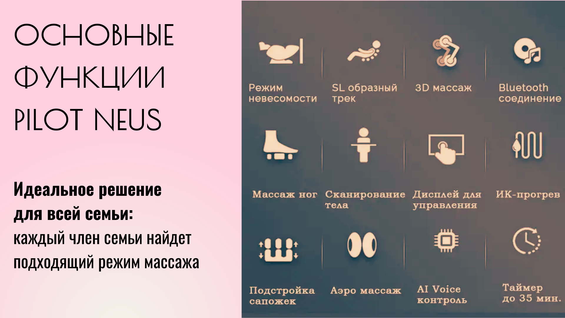 массажное кресло основные функции pilot neus prorelax