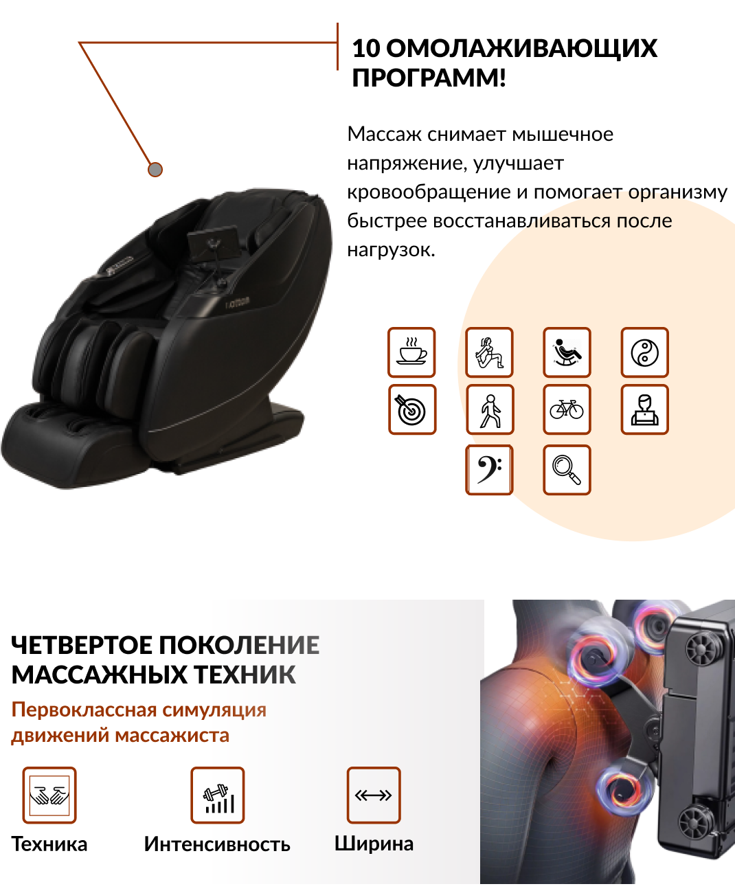 Массажное кресло Асана Неус программы