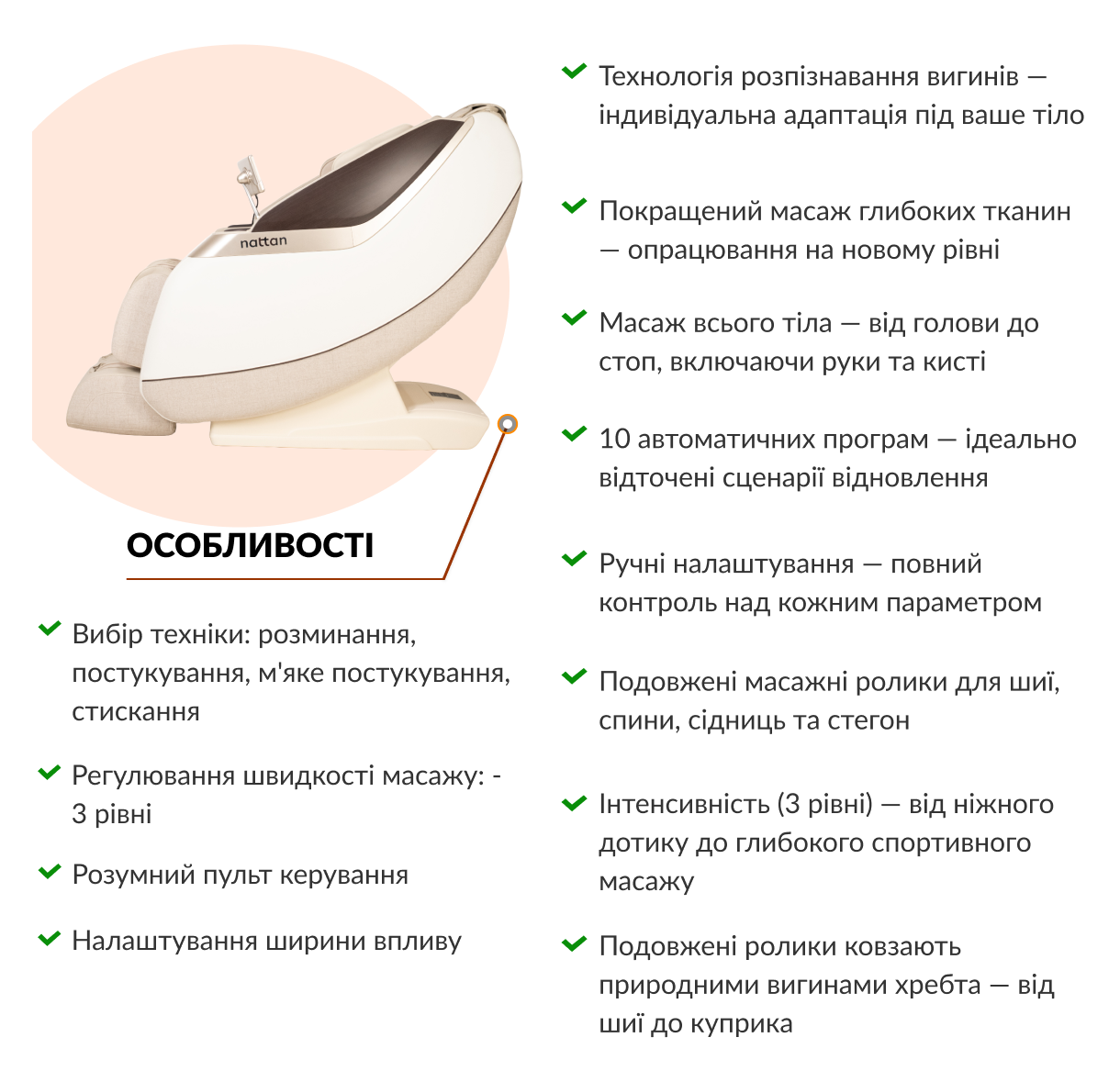 Масажне крісло Asana Neus особливости, опис